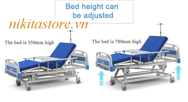 GIƯỜNG BỆNH NHÂN 3 TAY QUAY NÂNG HẠ NIKITA